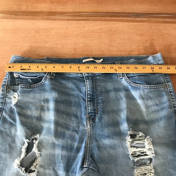 Levi's 724 Straight Jeans Women 20W Blue High Rise Distressed Medium Wash 18002 - Picture 10 of 14